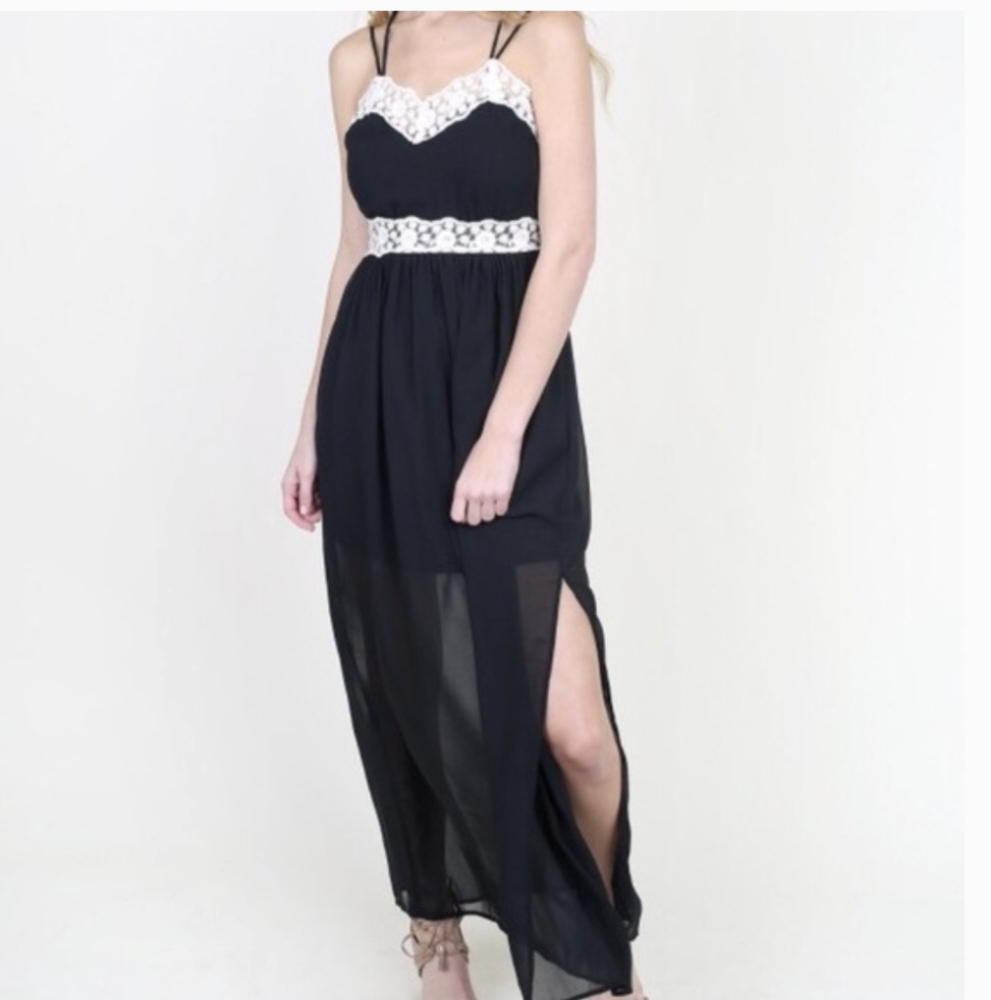 Altar’d State Maxi Dress Black Lace Long New Small